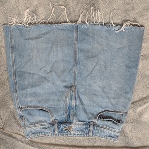 Distressed denim skirt